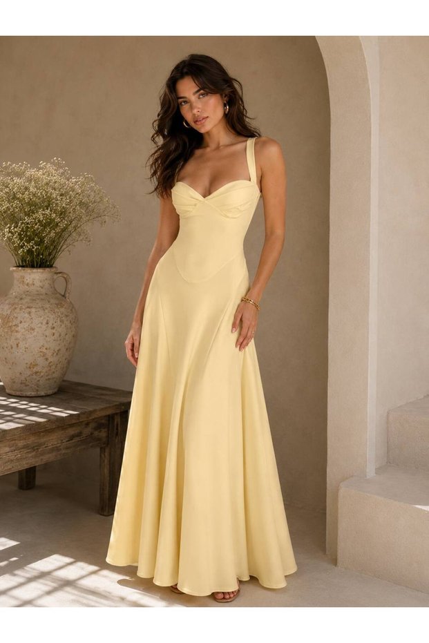Women's Strappy Low-Cut Corset Lace-Up Long Stylish Evening Dress