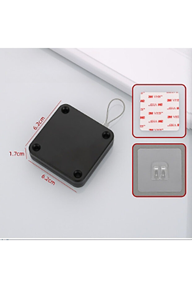 black Automatic Pull Cord Door Closer Glass Door Sliding Door Closing Artifact Household Punch-free