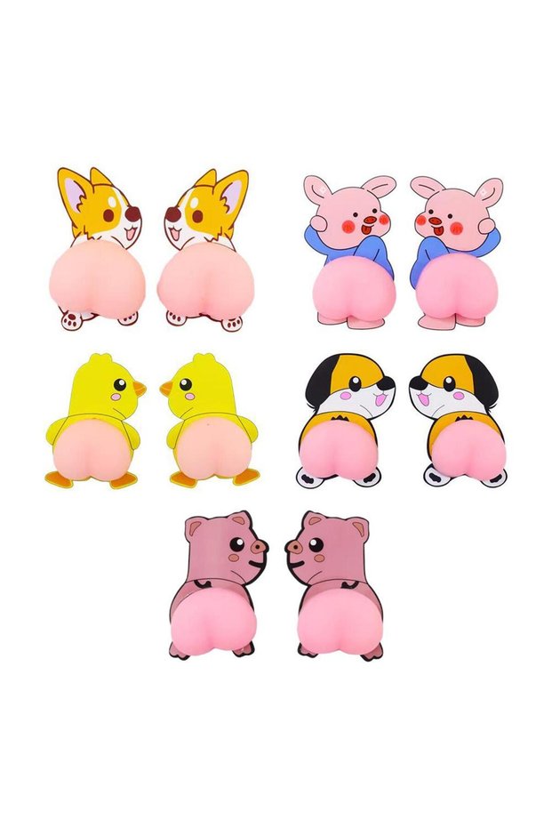 F 10PCS 3D Cute Butt Car Sticker Stress Relief Toys Cartoon Anti-collision Door Rearview Mirror Bum.