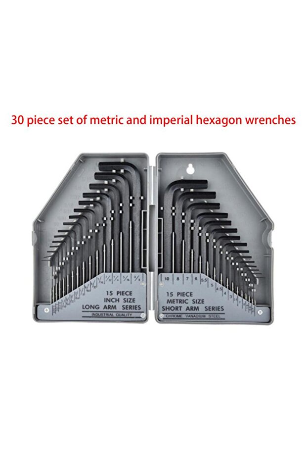 A 30Pcs Hex Key Allen Wrench Set SAE Metric S2 Tool Steel Hand Tool Kit For Repair And Maintenance .