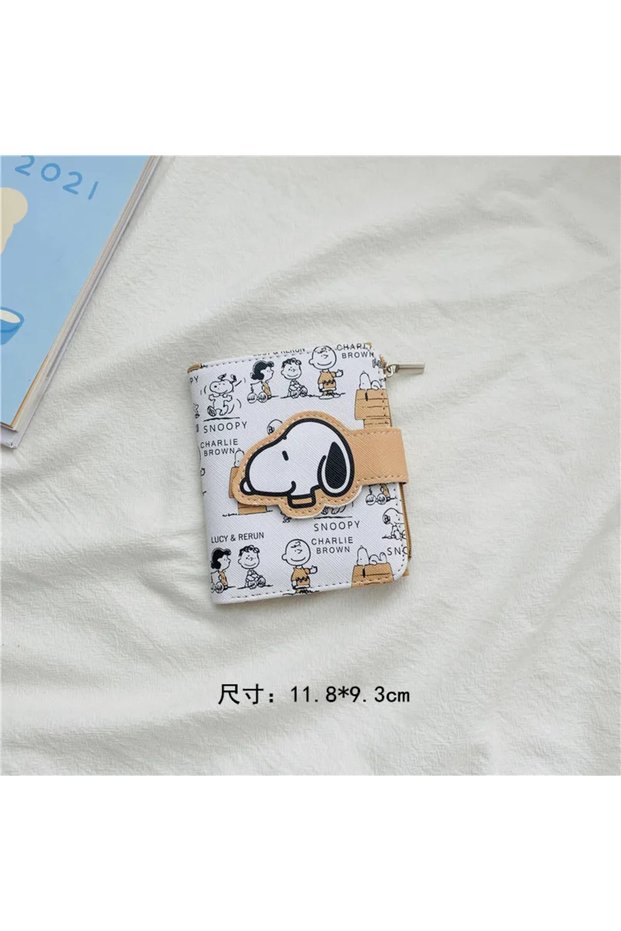 MINISO Snoopy Wallet-A Cute Cartoon Snoopy Wallet Short Long Style PU Leather Bifold Zipper Coin Pur