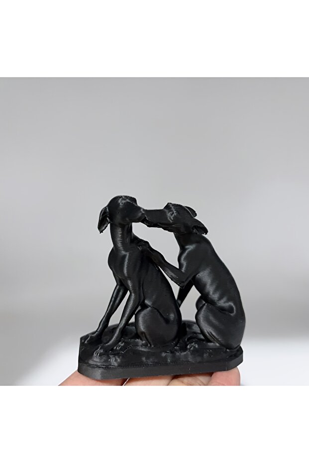 black Roman Sculpture Featuring Two Intimate and Interactive Puppies, Statue of A Tauri Hound, and A