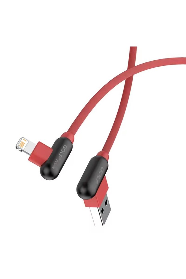 كابل شحن سريع USB أحمر مزدوج المنحني بطول 1 متر لهواتف آيفون 11 و12 و13 ميني و14 برو ماكس وXS ماكس وX وXR و6 و6S و7 و8