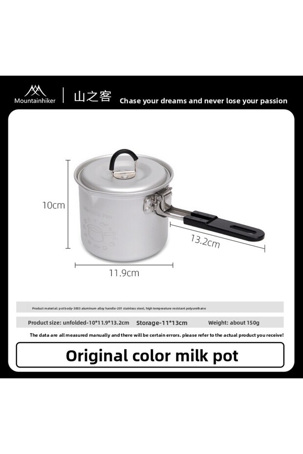 Silver MOUNTAINHIKER Lightweight Aluminum Alloy Small Milk Pot for Outdoor Camping Picnic Portable C
