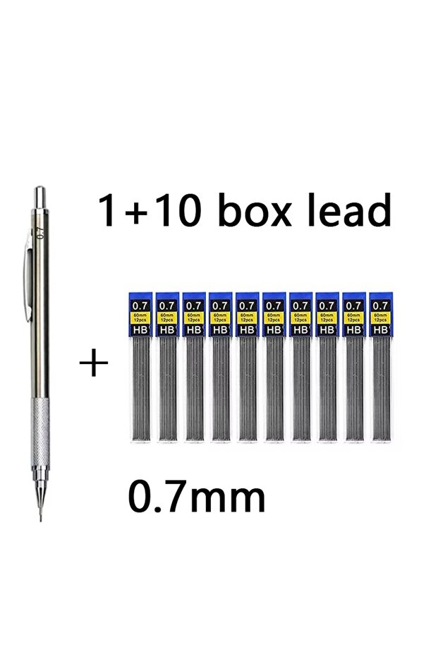 0.7 pencil set 11Pcs/set All Metal Mechanical Pencils 0.3, 0.5, 0.7, 0.9, 1.3 2.0Mm Lead Refills Art