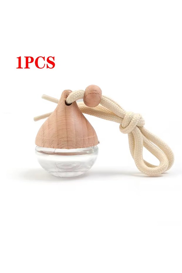 1PC 6ML Empty Car Air Freshener Pendant Perfume Glass Bottle With Wooden Caps Refillable Car Essenti