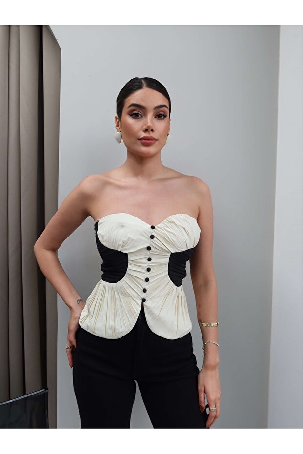 Strapless Pleated Blouse