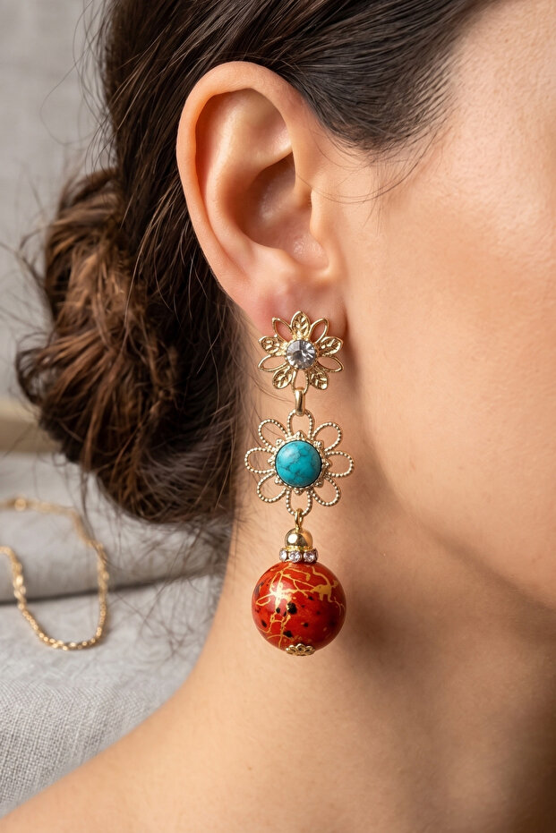 Mi̇mek Sallatili Top Earrings 7 Cm.