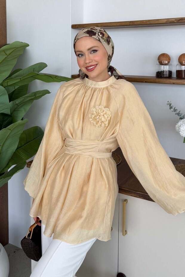 هيسنا بلونك تونيك أصفر بأكمام بالون