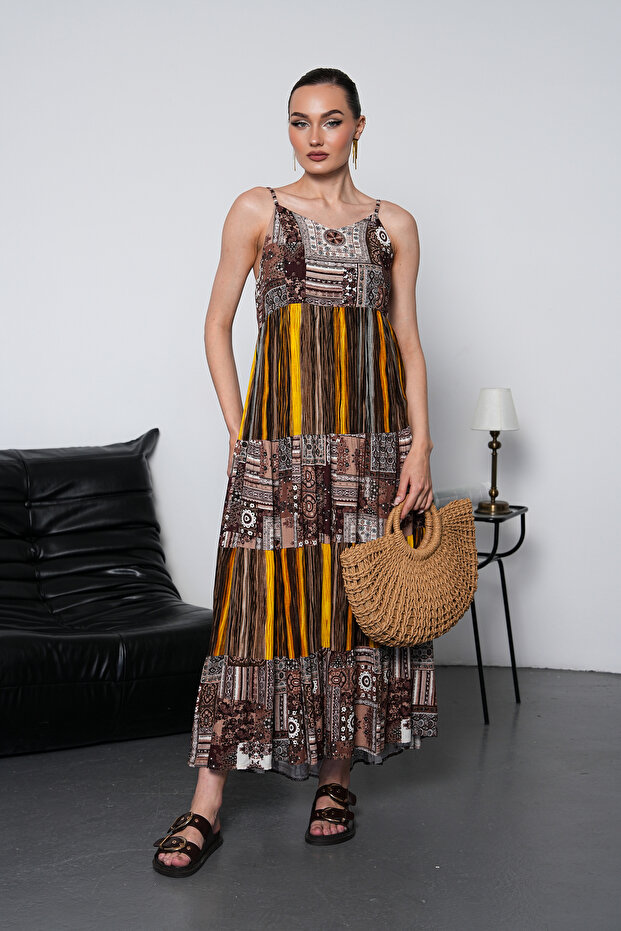 Rochie cu bretele patchwork - 5
