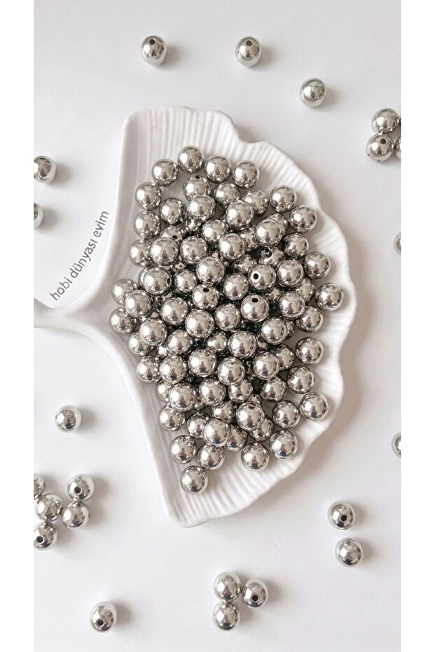 12 mm Silver Pearl Luxury Perforated Jewelry Accessory Making Beads 50 Grams (55-60 Pieces)