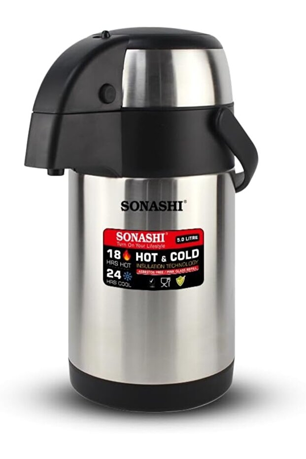 5L Stainless Steel Double-Wall Airpot Flask with Manual Pump Lid