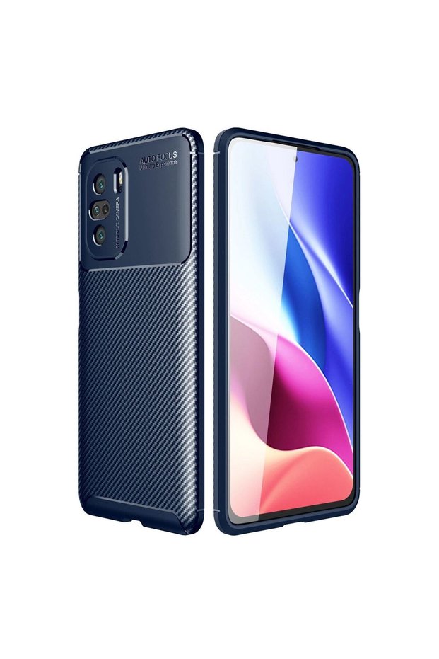 Xiaomi Poco F3 Case Auto Focus Carbon Back - Dark Blue