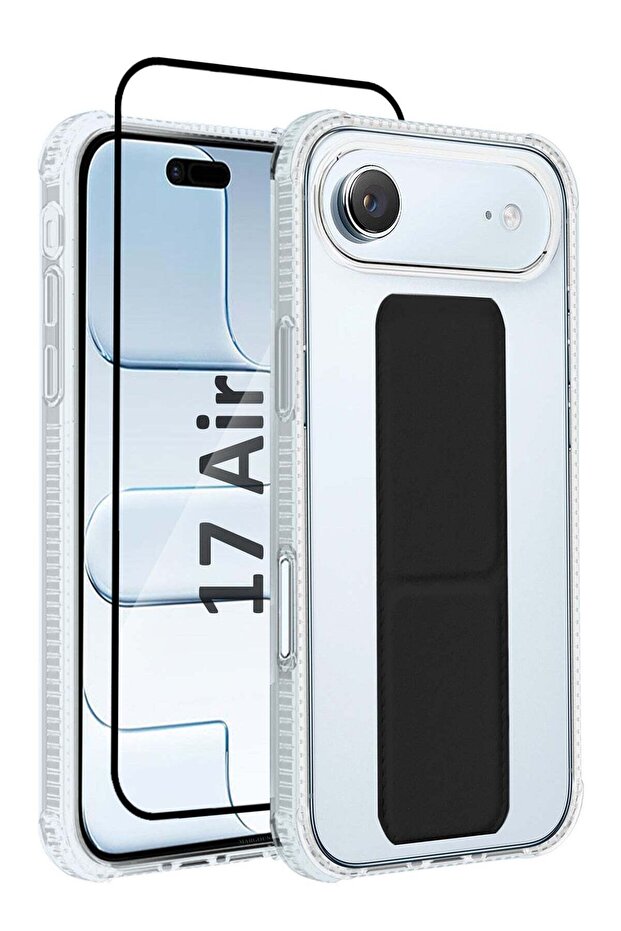 2 Packs Finger Grip Clear Case Cover for iPhone 17 Air - Kickstand Car Magnetic Holder