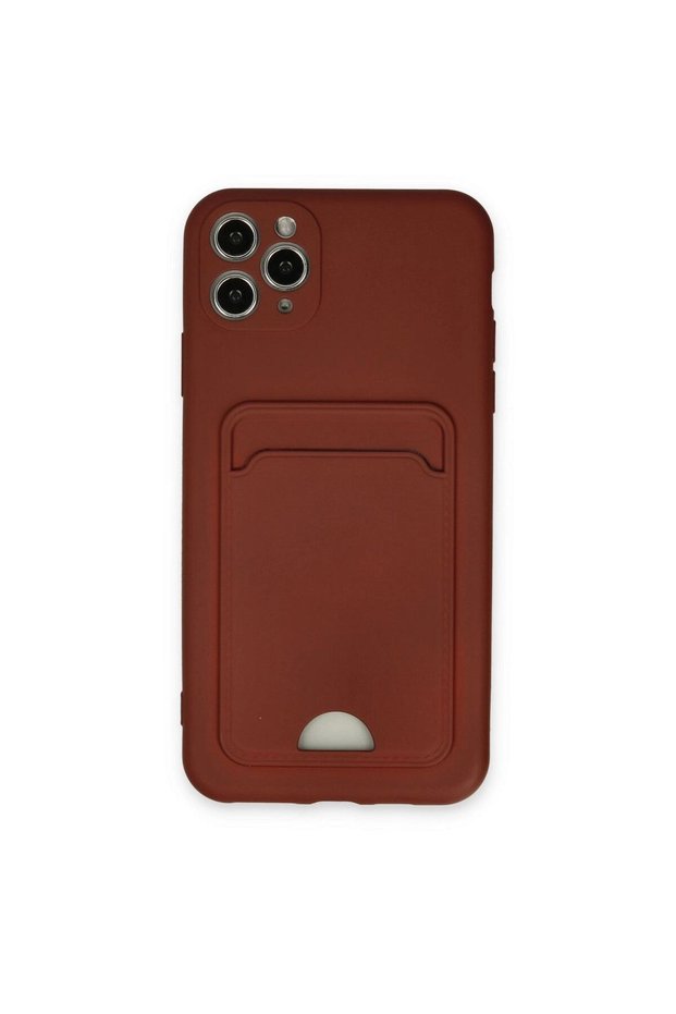 iPhone 11 Pro Max Case Kelvin Silicone with Business Card - Claret Red