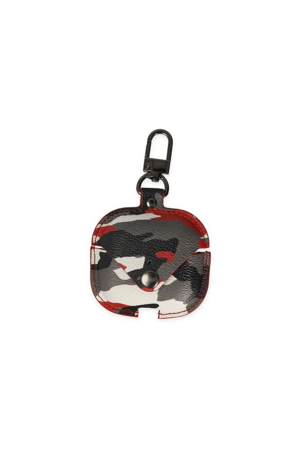 حقيبة Airpods 3 (الجيل الثالث) حافظة جلدية مموهة - أحمر