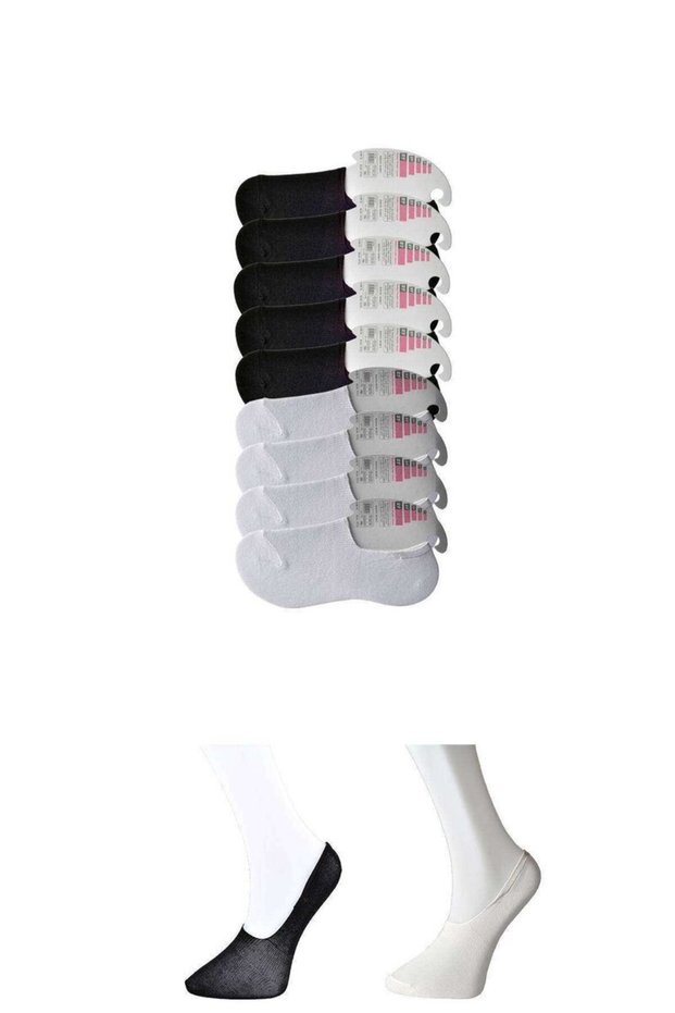 Glb-Stl41414 Black and White Women's Ballerina Socks 9 Pairs