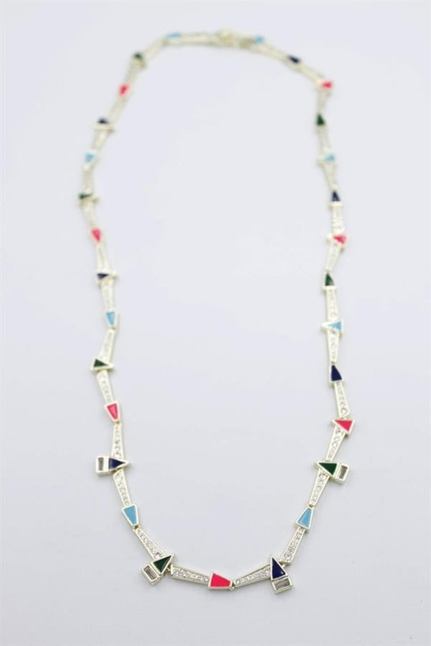 Glb-stl41414 stone brand necklace - gold