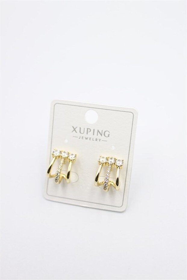 Multi-Look Earrings with Stones - Gold