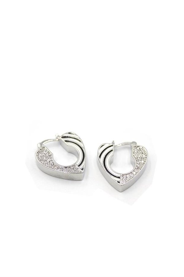 Glb-stl41414 heart earrings - silver