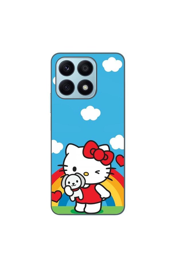 Case compatible with Honor X8a Silicone Gel Tpu Hello Kitty Rainbow Pattern