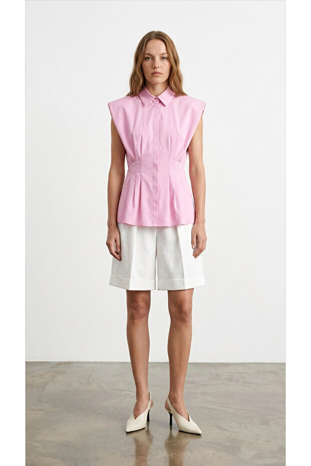Pink Shirt with Pencil Detail