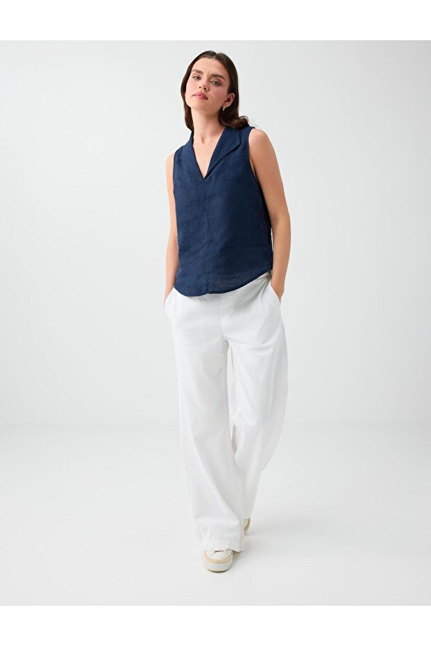 Off-White 100% Cotton High-Waisted Denim Trousers