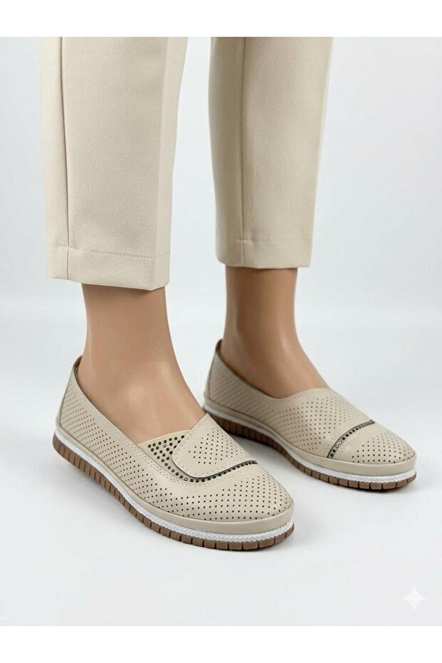 Women's Cream Orthopedic Soft Sole Stylish Comfortable Daily Shoes