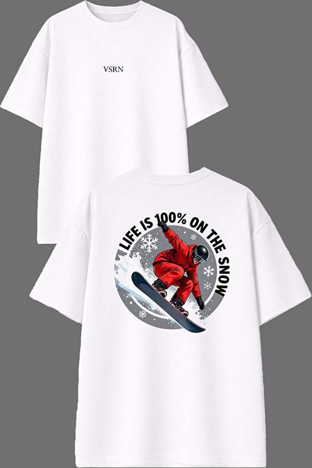 Life Is Design White Oversize T-Shirt with Front and Back Print