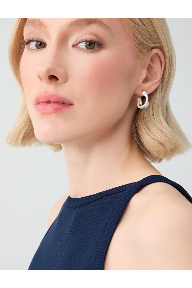 White Modern Hoop Earrings