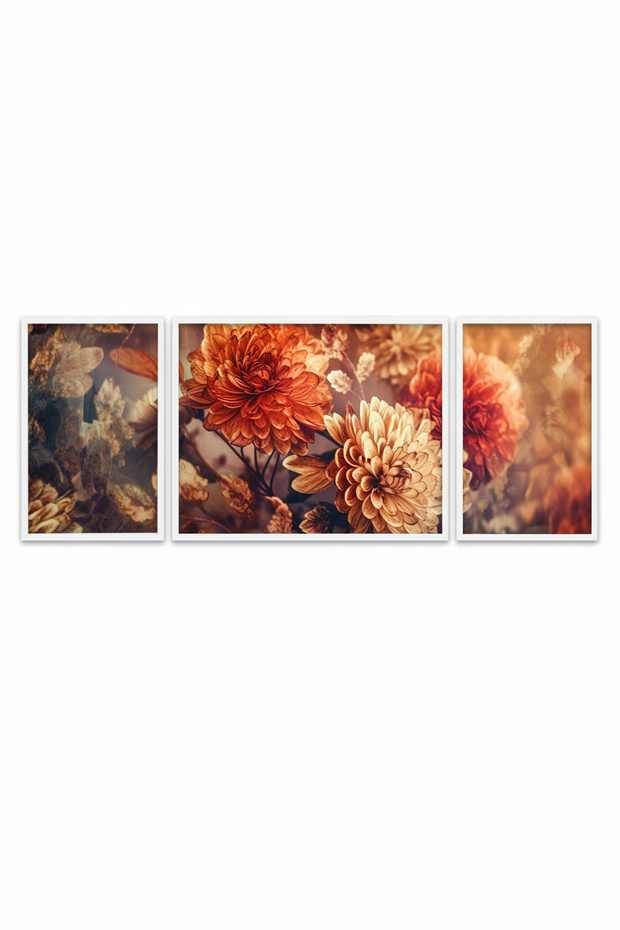 White Wooden Framed 3 Piece Painting Set Huhu308