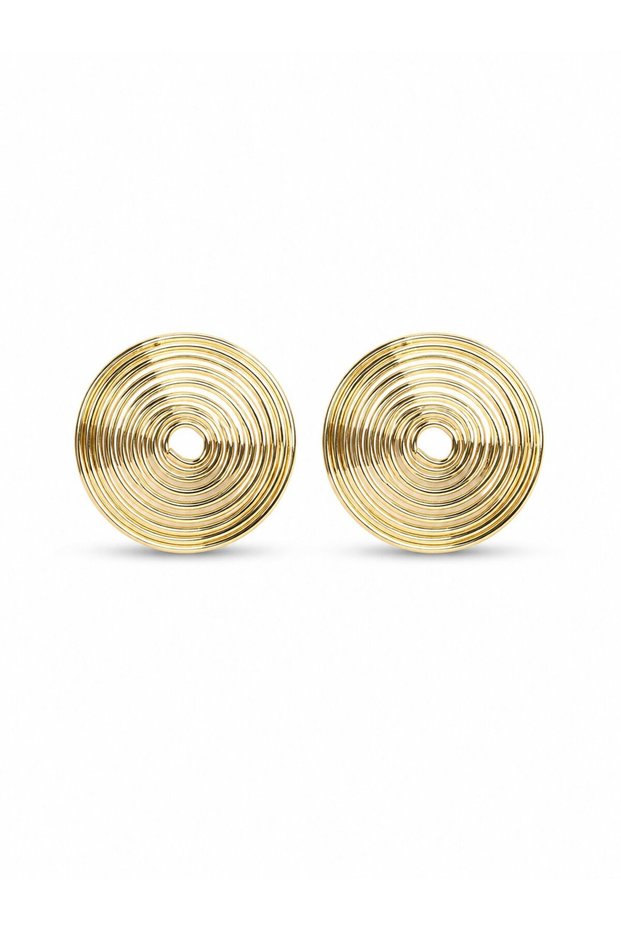 Brass Gold Color Circle Model Women's Earrings