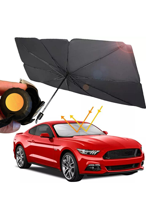Car UV Reflective Windshield Sunshade Umbrella, Protect Your Skin, Protect Your Car Interior, Enhance AC Cooling, Foldable, Front Glass, Large Size 140X80 CM, Block UV Rays 10300010