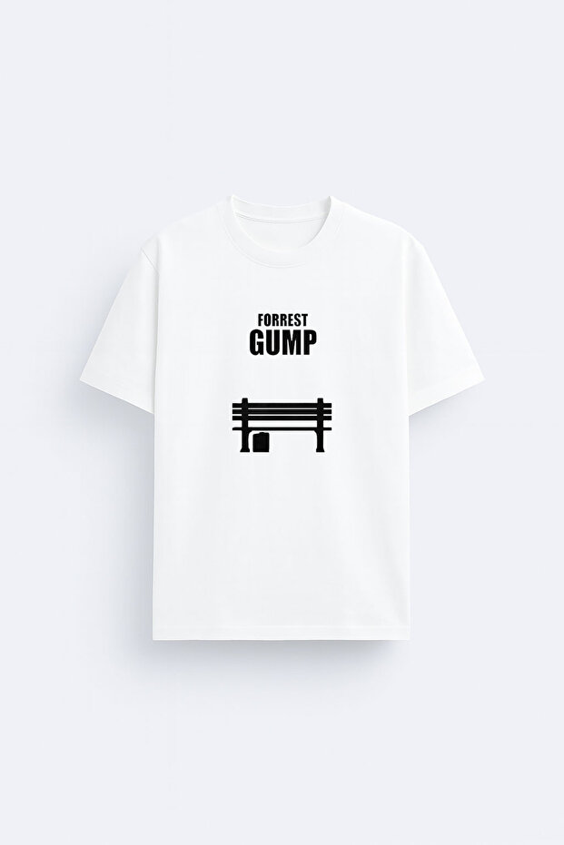 Forrest Gump Printed Crew Neck White T-Shirt