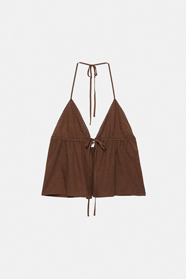 Halter dantelli keten bluz - 3