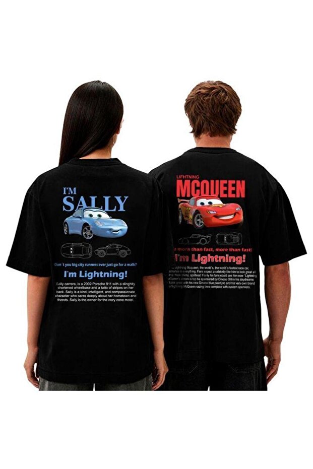 تي شيرت مطبوع على الظهر للجنسين من IM SALLY& LIGHTNINGG MCQUEENN