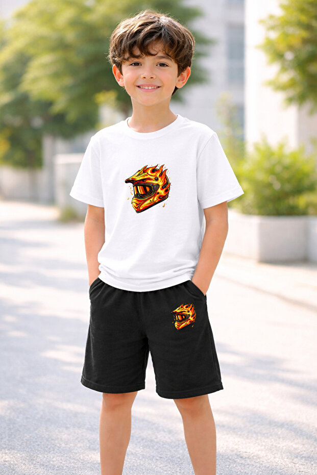 Boy's Shorts Set Printed Cotton Summer Comfortable Fit Sports Combination