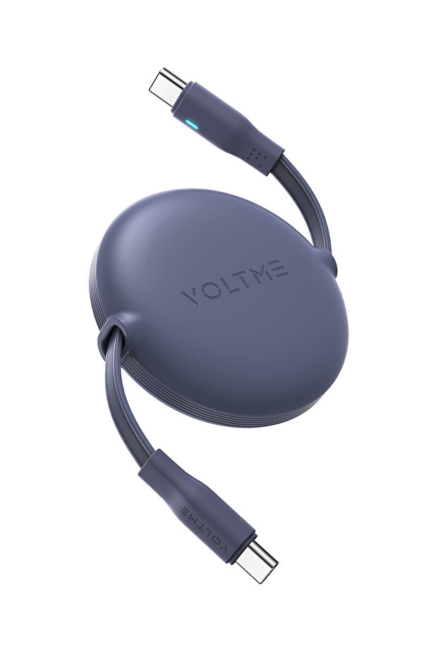 Powerlink YoYo Retractable Type-C to Type-C Cable - 100W PD 3.0 Super Fast Charging, Dual-Way, 5A, 1M - Navy Blue
