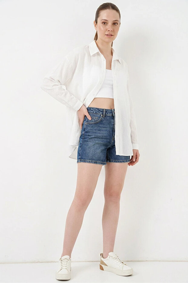 Women's Oversize Cut Cotton White Shirt