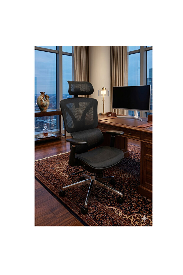 Ergonomic Office Chair Mesh Seat with Adjustable Back Support, Sliding Seat, Headrest, 3D Armrest High Back Executive Chair for Home and Office (Grey Mesh)
