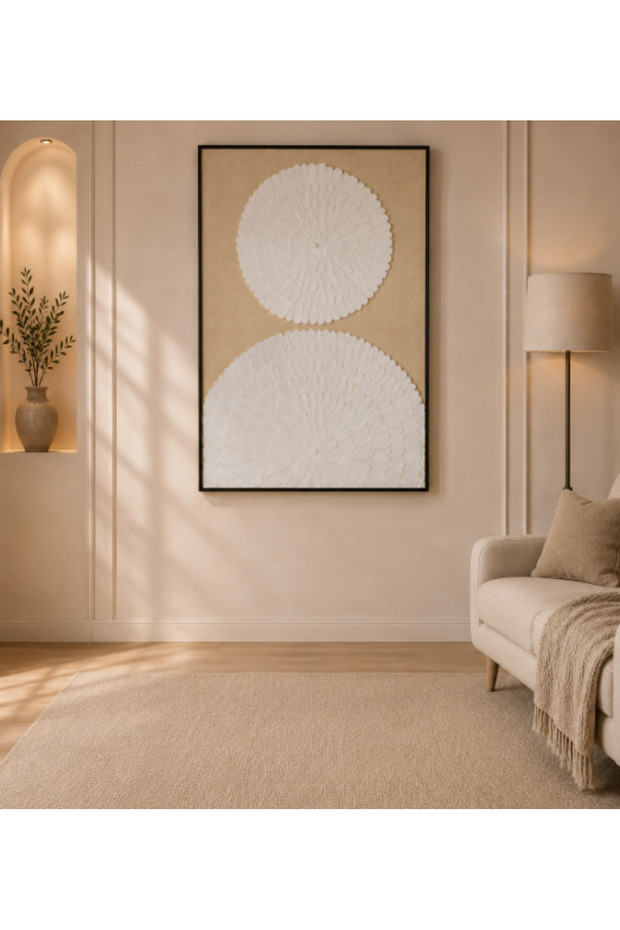 لوحة حائط مودرن بتصميم دوائر بيضاء 120x80 سم