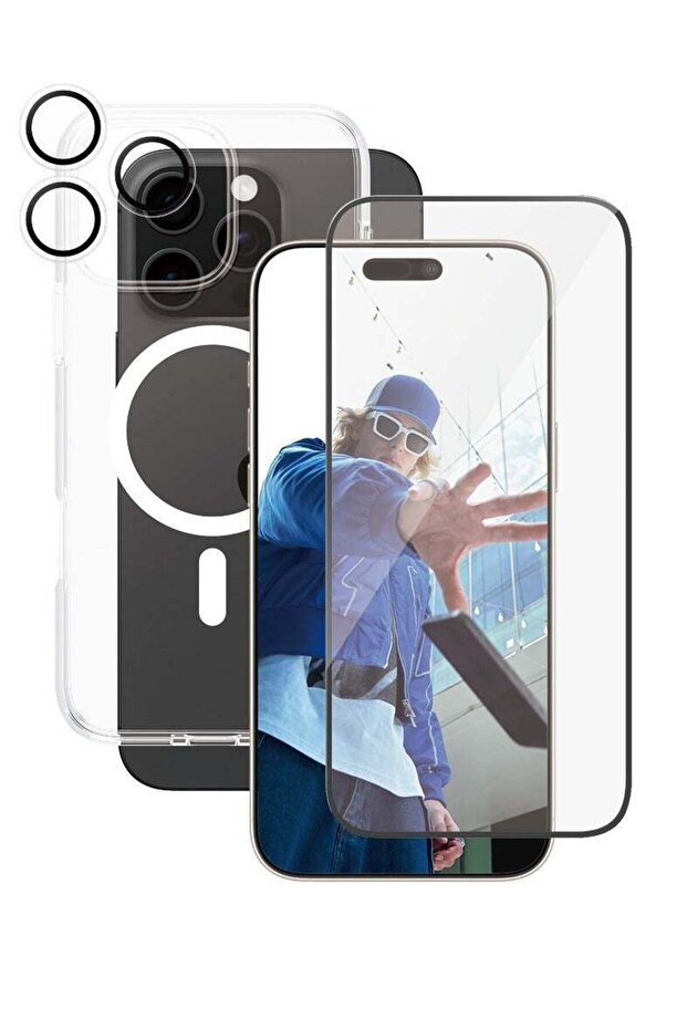 حزمة PanzerGlass CARE Flagship 3 في 1 مع MagSafe لهاتف iPhone 16 Pro Max - شفاف
