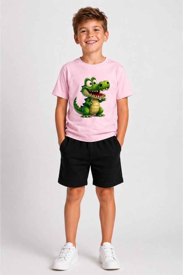 Girls and Boys T-Shirt Shorts Set 100% Cotton Summer Comfortable Fit Dinosaur Printed Sports Casual Set (Shorts and T-Shirt Set)
