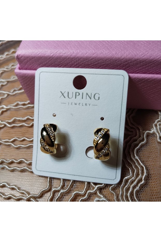Xuping Jewelery Zircon Stone Mini Stone Hoop Earrings
