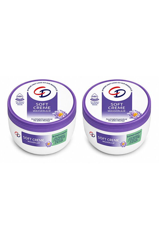 Soft Creme Wasserlilie Moisturizing Care Cream for Face, Hands and Body 250 ml X 2 Pcs