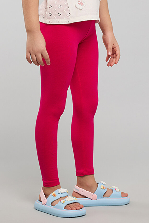 Solid Leggings with Elastic Waist - 5