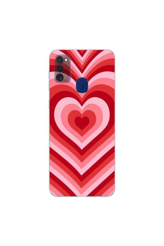 Samsung Galaxy M21 Compatible Heart 3 Design Transparent Case
