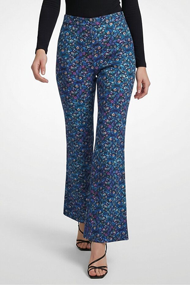 Women Regular Fit Floral Print Wide Leg Pants, Multicolor