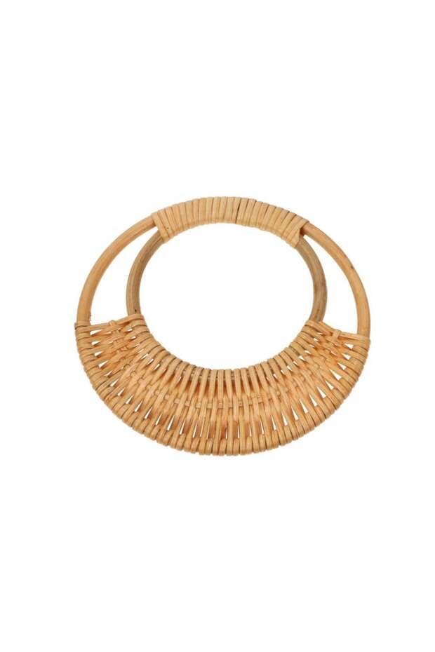 Natural Bamboo Bag Handle – 2 Pieces, 17 cm - Straw Color