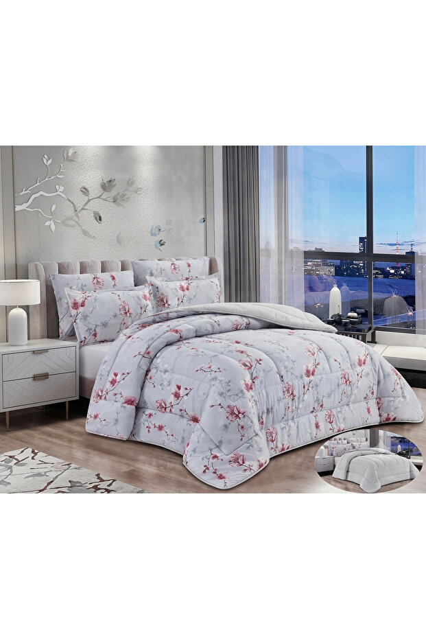 مفرش سرير مزدوج صيفي بارد - مايكروفايبر - 6 قطع - لحاف نفرين صيفي 6 قطع - 230*250